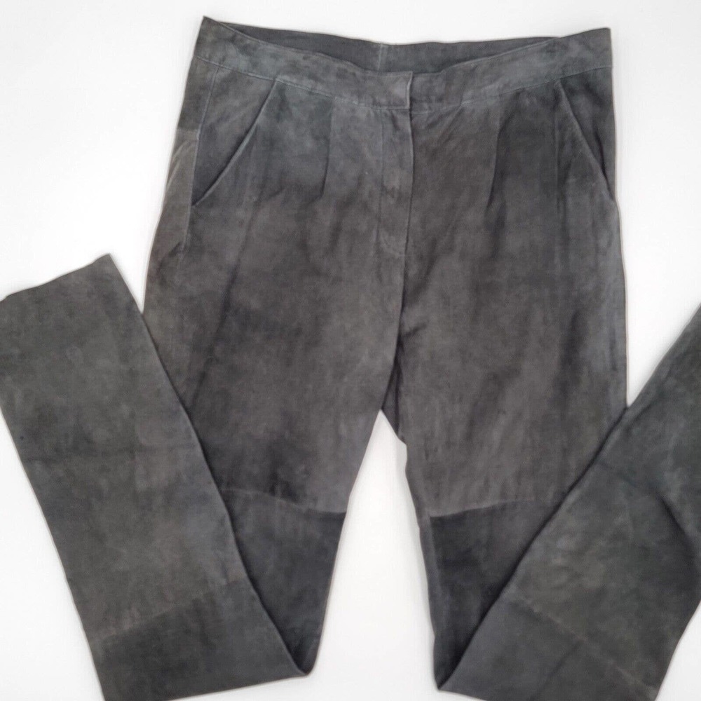Ready To Fish Womens Black Two Toned Suede Pleated Pants Pockets Size 36